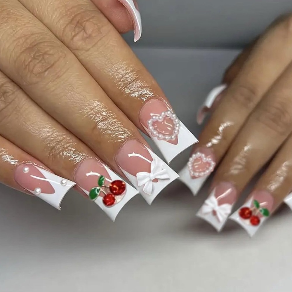 Cherry On Top 🍒🤍 Duck Nails